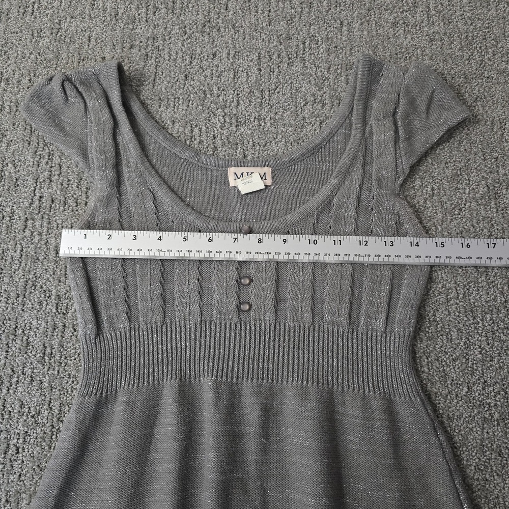 MKM Designs Y2K Gray Metallic Knit Empire Waist Sweater Top Women's M Cottage - Picture 4 of 6